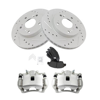 TRQ® - Performance Semi-Metallic Front Brake Kit with Calipers