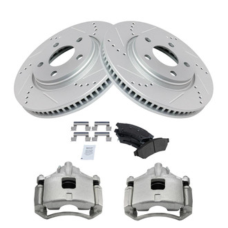 TRQ® - Performance Semi-Metallic Front Brake Kit with Calipers