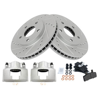 TRQ® - Performance Semi-Metallic Front Brake Kit with Calipers