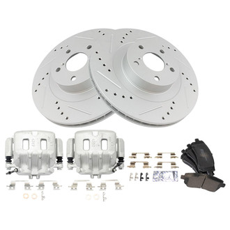 TRQ® - Performance Semi-Metallic Front Brake Kit with Calipers