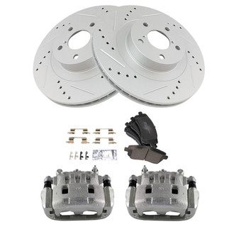 TRQ® - Performance Semi-Metallic Front Brake Kit with Calipers
