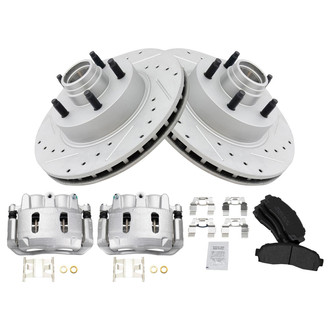 TRQ® - Performance Semi-Metallic Front Brake Kit with Calipers