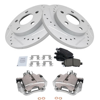 TRQ® - Performance Ceramic Rear Brake Kit with Calipers