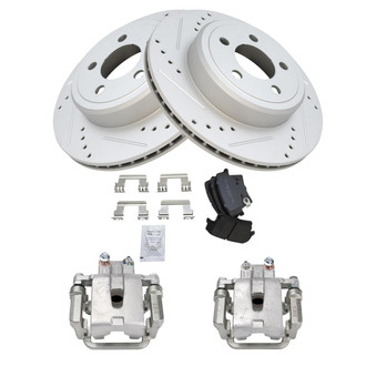 TRQ® - Performance Semi-Metallic Rear Brake Kit with Calipers
