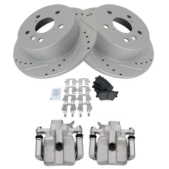 TRQ® - Performance Semi-Metallic Rear Brake Kit with Calipers