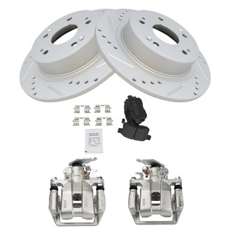 TRQ® - Performance Semi-Metallic Rear Brake Kit with Calipers