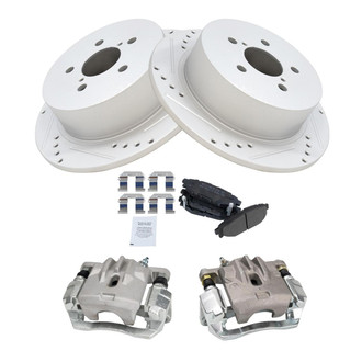 TRQ® - Performance Semi-Metallic Rear Brake Kit with Calipers