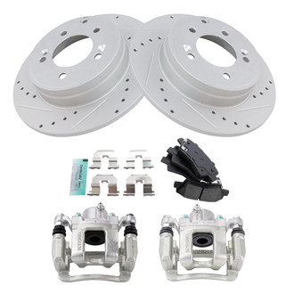 TRQ® - Performance Semi-Metallic Rear Brake Kit with Calipers