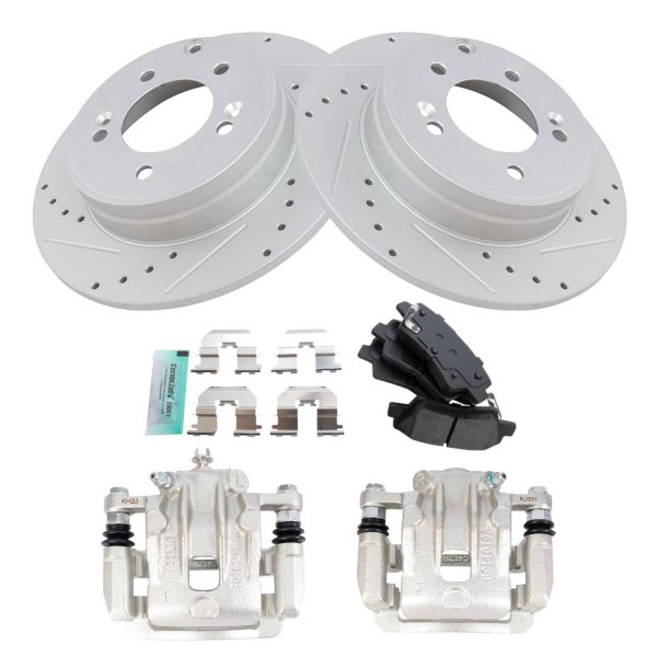 TRQ® - Performance Semi-Metallic Rear Brake Kit with Calipers