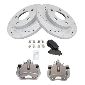 TRQ® - Performance Semi-Metallic Rear Brake Kit with Calipers