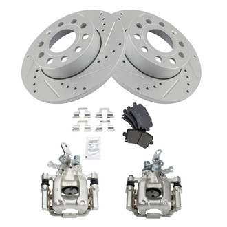 TRQ® - Performance Semi-Metallic Rear Brake Kit with Calipers