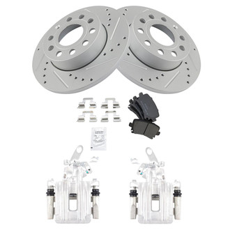 TRQ® - Performance Semi-Metallic Rear Brake Kit with Calipers