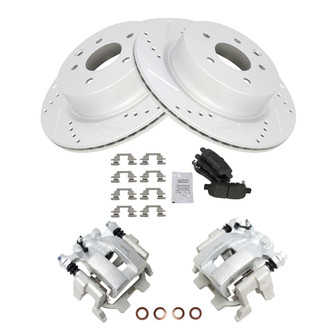 TRQ® - Performance Semi-Metallic Rear Brake Kit with Calipers