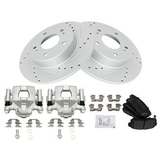 TRQ® - Performance Semi-Metallic Rear Brake Kit with Calipers