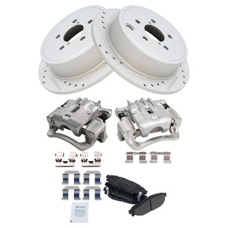 TRQ® - Performance Semi-Metallic Rear Brake Kit with Calipers