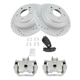 TRQ® - Performance Semi-Metallic Rear Brake Kit with Calipers