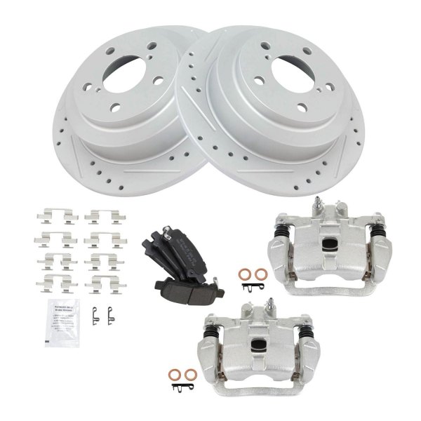 TRQ® - Performance Semi-Metallic Rear Brake Kit with Calipers