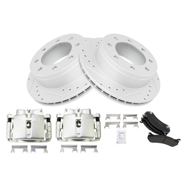 TRQ® - Semi-Metallic Performance Brake Pad & Rotor Kit with Calipers