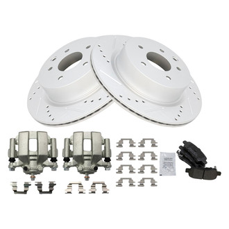 TRQ® - Performance Semi-Metallic Rear Brake Kit with Calipers