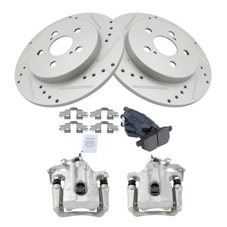 TRQ® - Performance Semi-Metallic Rear Brake Kit with Calipers