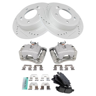 TRQ® - Performance Semi-Metallic Rear Brake Kit with Calipers