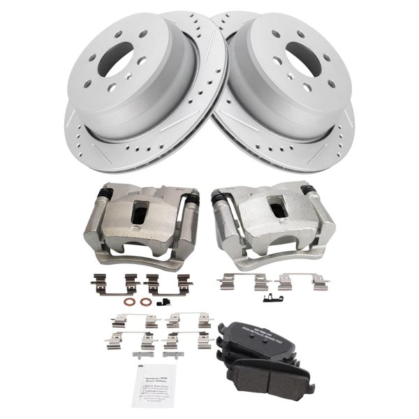 TRQ® - Semi-Metallic Performance Brake Pad & Rotor Kit with Calipers