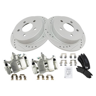 TRQ® - Performance Semi-Metallic Rear Brake Kit with Calipers
