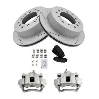 TRQ® - Performance Semi-Metallic Rear Brake Kit with Calipers