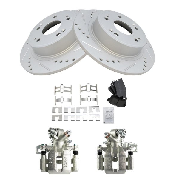 TRQ® - Semi-Metallic Performance Brake Pad & Rotor Kit with Calipers