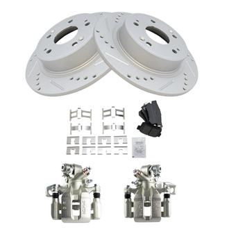 TRQ® - Performance Semi-Metallic Rear Brake Kit with Calipers