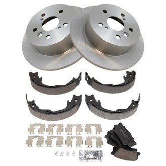TRQ® - Rear Disc Brake Kit with Ceramic Pads and Shoes