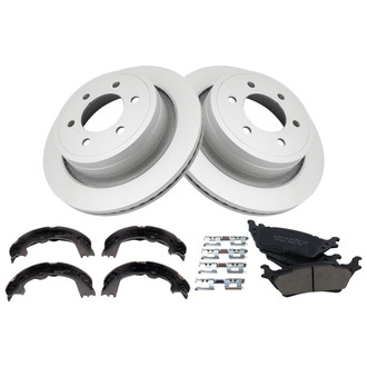 TRQ® - Rear Disc Brake Kit with Ceramic Pads and Shoes