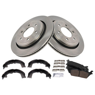 TRQ® - Rear Disc Brake Kit with Ceramic Pads and Shoes