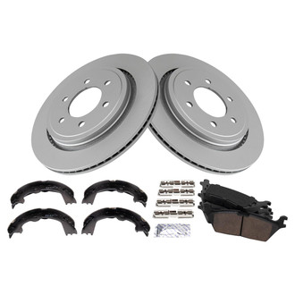 TRQ® - Rear Disc Brake Kit with Ceramic Pads and Shoes