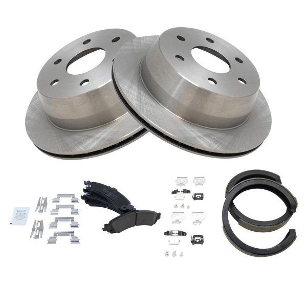 TRQ® - Rear Disc Brake Kit with Ceramic Pads and Shoes