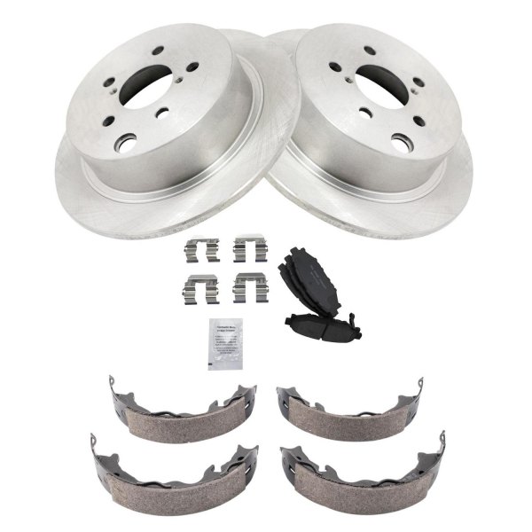 TRQ® - Rear Disc Brake Kit with Ceramic Pads and Shoes