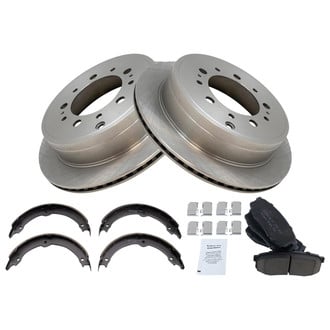 TRQ® - Rear Disc Brake Kit with Ceramic Pads and Shoes