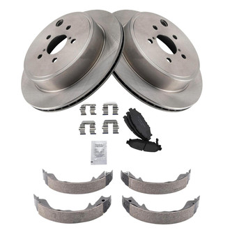 TRQ® - Rear Disc Brake Kit with Ceramic Pads and Shoes