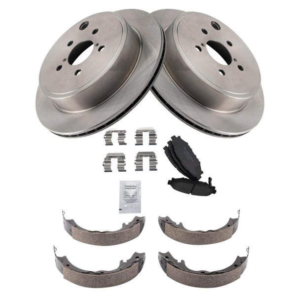 TRQ® - Rear Disc Brake Kit with Ceramic Pads and Shoes