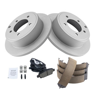 TRQ® - Rear Disc Brake Kit with Ceramic Pads and Shoes