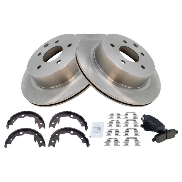 TRQ® - Rear Disc Brake Kit with Ceramic Pads and Shoes