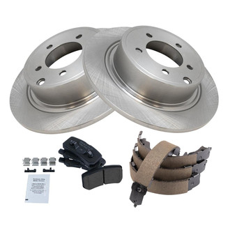 TRQ® - Rear Disc Brake Kit with Ceramic Pads and Shoes