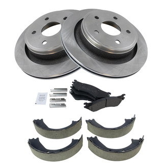 TRQ® - Rear Disc Brake Kit with Ceramic Pads and Shoes