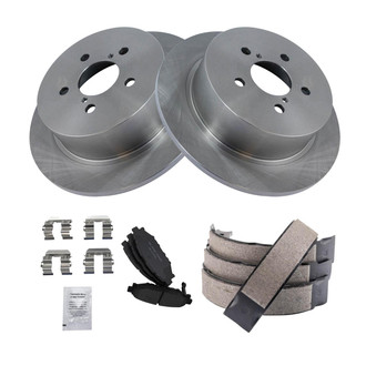 TRQ® - Rear Disc Brake Kit with Ceramic Pads and Shoes