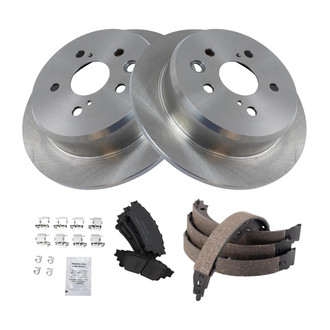 TRQ® - Rear Disc Brake Kit with Ceramic Pads and Shoes