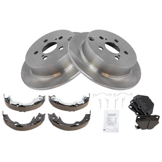 TRQ® - Rear Disc Brake Kit with Ceramic Pads and Shoes