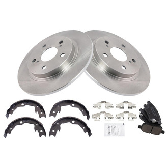 TRQ® - Rear Disc Brake Kit with Ceramic Pads and Shoes