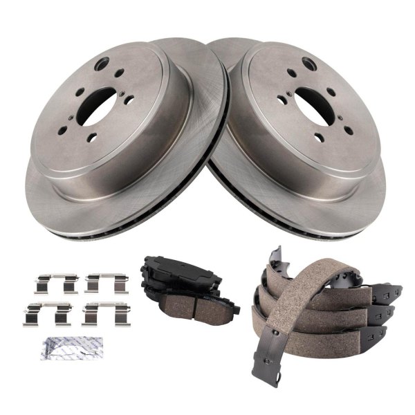 TRQ® - Rear Disc Brake Kit with Ceramic Pads and Shoes