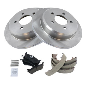 TRQ® - Rear Disc Brake Kit with Ceramic Pads and Shoes