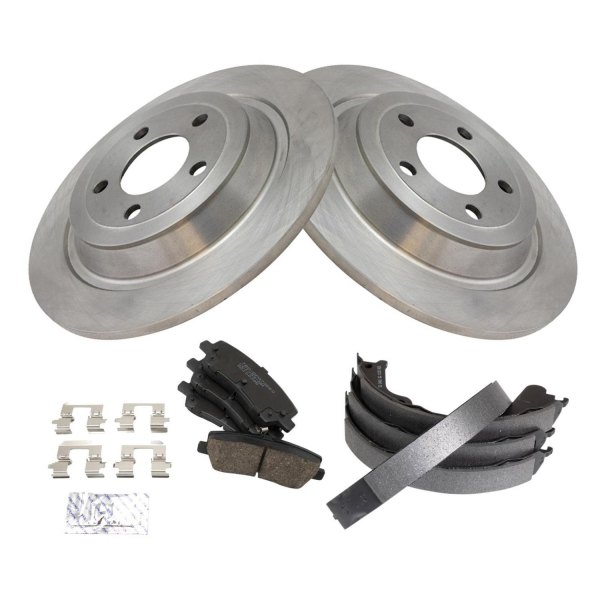 TRQ® - Rear Disc Brake Kit with Ceramic Pads and Shoes